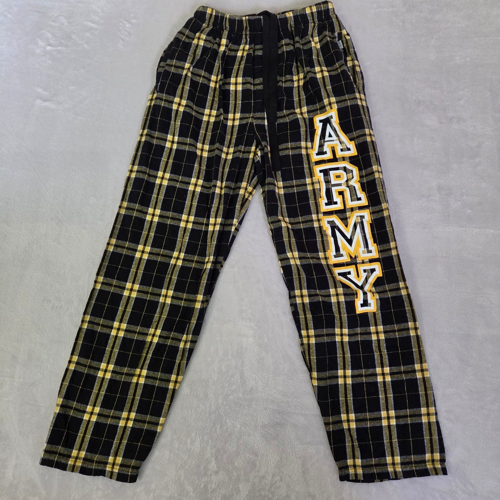 Boxercraft Army Plaid Flannel Lounge Pants Small Black Yellow Varsity Pajamas